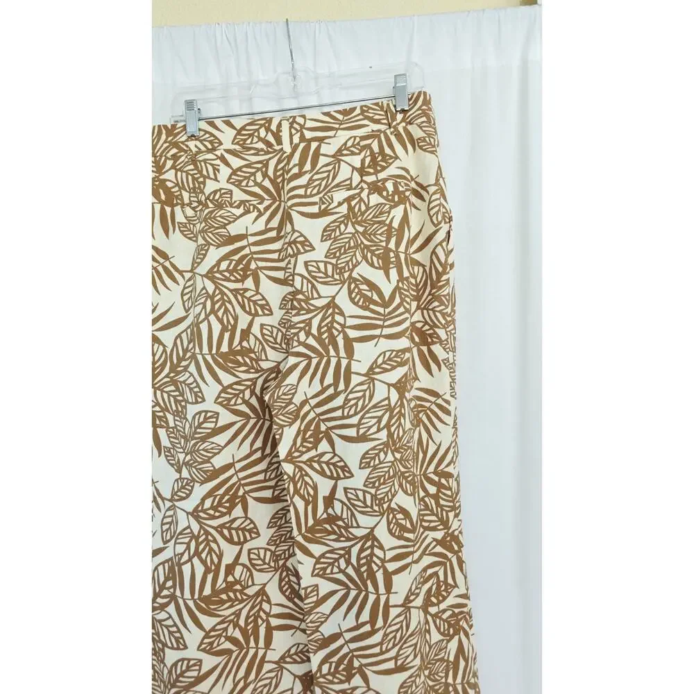 House Of Harlow‎ Linen Pant Natural Size 10 Wide-Leg Coastal Pockets Tan Beige
